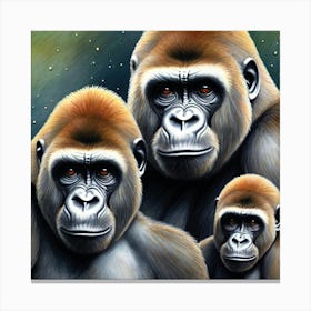 Elegant Three Gorillas Family Canvas Print