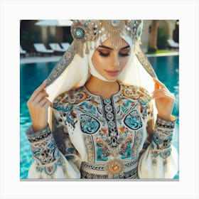 Muslim Woman In A Traditional Dress Canvas Print