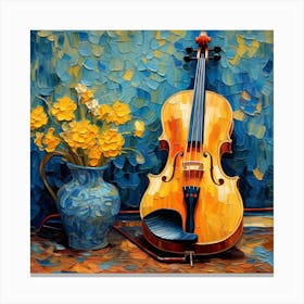 Violin And Flowers 3 Canvas Print