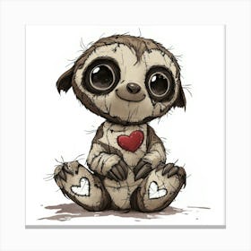 Heart Sloth Canvas Print