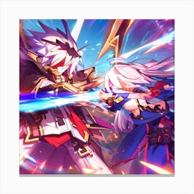 Two Anime Characters Fighting Canvas Print
