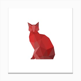 Red Geometric Cat Canvas Print