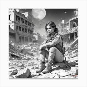 Girl In Ruins Canvas Print