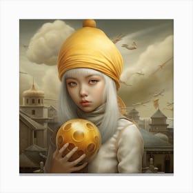 Girl With A Golden Ball Canvas Print