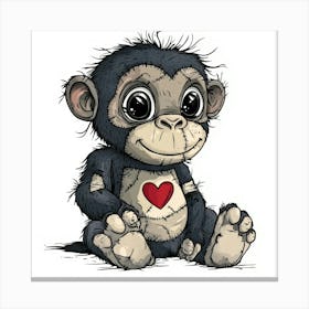 Chimp With Heart 4 Canvas Print