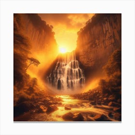 Sunset Over A Waterfall Canvas Print