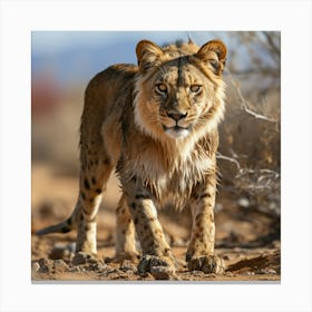 Lion In The Desert Canvas Print