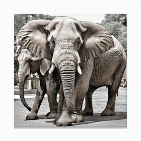 Elephants At The Zoo Canvas Print