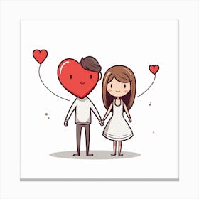 Couple Holding Hearts Canvas Print