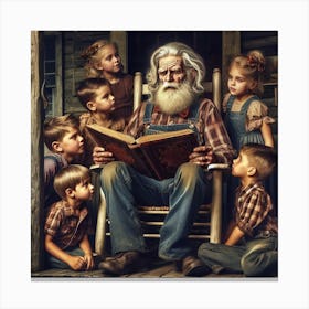 Grandpa Reading To grandchildren Canvas Print