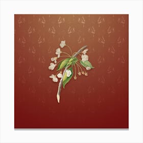 Vintage Cherry Plum Flower Botanical on Falu Red Pattern n.2514 Canvas Print