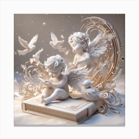 Angels On A Book 1 Canvas Print