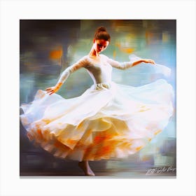 Dainty Dancing - Ballerina In White Dress Canvas Print