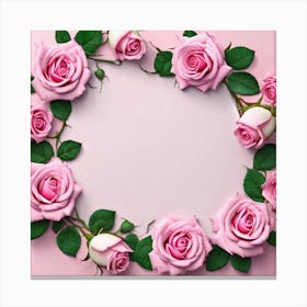 Pink Roses Frame 5 Canvas Print