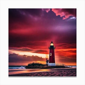 Lighthouse At Sunset 41 Canvas Print