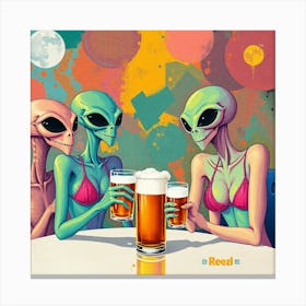 Aliens Drinking Beer Canvas Print