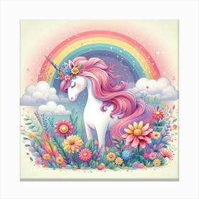 Unicorn In The Meadow Canvas Print