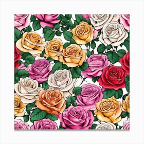 All Roses Colors Flat As Background Ultra Hd Realistic Vivid Colors Highly Detailed Uhd Drawing Canvas Print