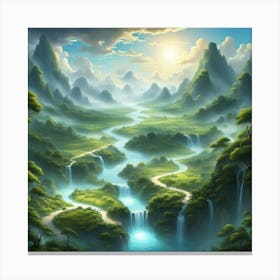 Waterfall In The Forest 81 Canvas Print