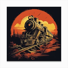 Train At Sunset Canvas Print