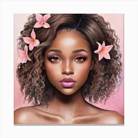 Black Girl With Flowers 1 Canvas Print