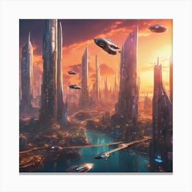 Futuristic Cityscape Canvas Print