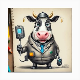 Cartoon Cow Police Officer Canvas Print