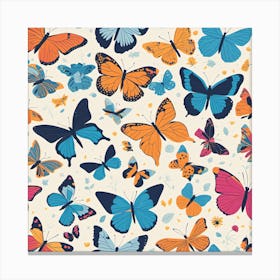 Seamless Pattern With Butterflies Canvas Print