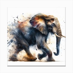 Elephant In Motion, Elephant Watercolour Art Print 2 Canvas Print