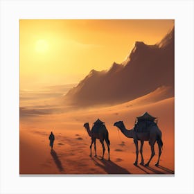Camels In The Desert Canvas Print