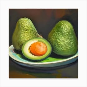 Avocados On A Plate Canvas Print