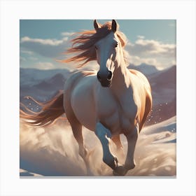 Horse Running In The Snow Canvas Print