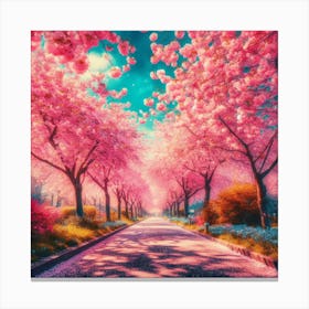 Cherry Blossom Road Canvas Print