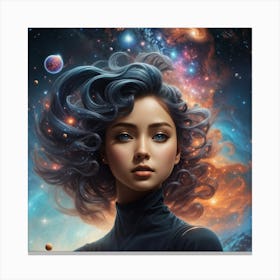 Absolute Reality V16 The Girls Face Consists Of Galaxies And N 2 Canvas Print