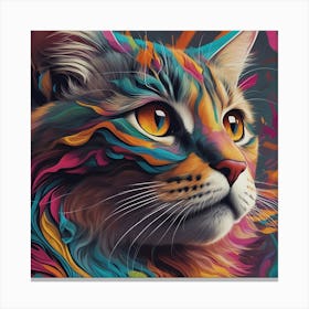 Colorful Cat Painting Canvas Print