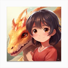 Girl And A Dragon Anime 1 Canvas Print