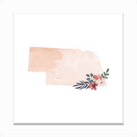 Nebraska Watercolor Floral State Canvas Print