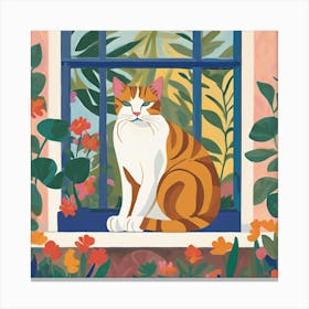 Matisse Inspired Open Window Cat Art Print 5 Canvas Print