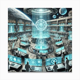 A Futuristic Sci Fi Scene Showcasing The Scientifi Canvas Print