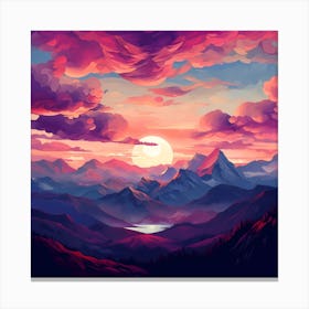 Pink Fluffy Clouds Over Setting Sun Canvas Print