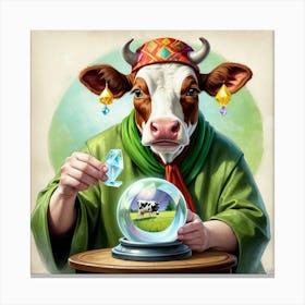 Cow With A Crystal Ball 2 Canvas Print