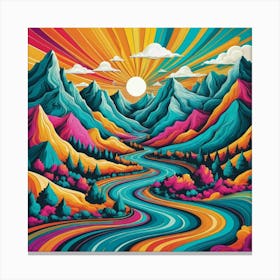 Psychedelic Mountains Canvas Print