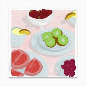 Fruits Picnic Square Canvas Print