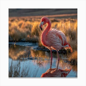 Flamingo At Sunset 8 Canvas Print