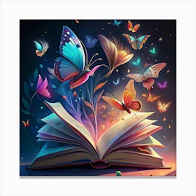 Magical Book With Butterflies Canvas Print