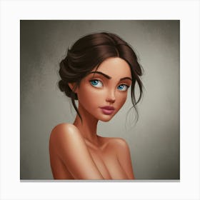 Nude Girl With Blue Eyes Canvas Print