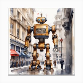 Robot In The City 42 Canvas Print