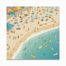 Illustration Of A Beach Scene 4 Canvas Print