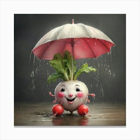 Radish With Umbrella 1 Canvas Print