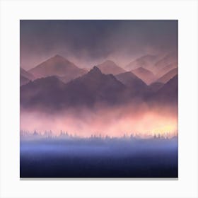 Mountains Fog Canvas Print